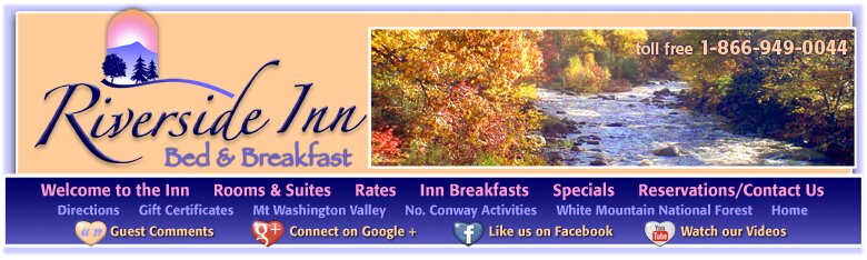 page top menu for riverside inn bed and breakfast